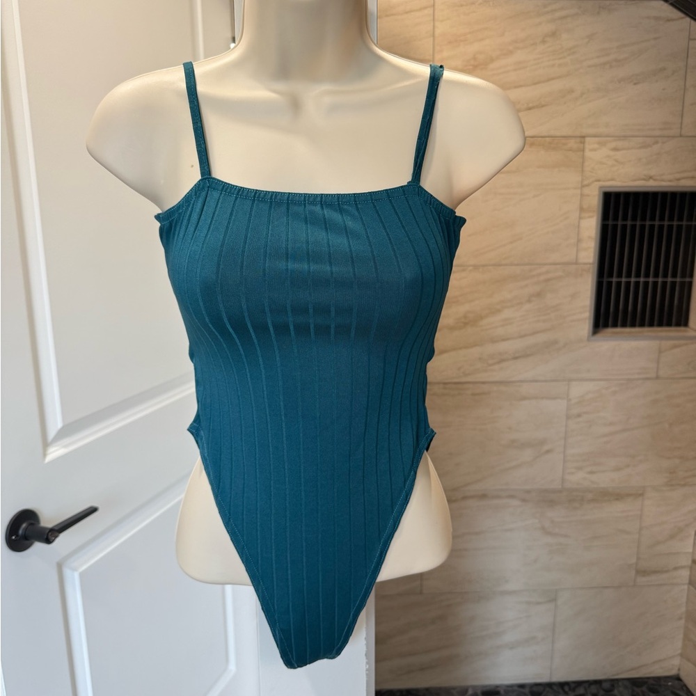 Boohoo Deep Teal Ribbed Top